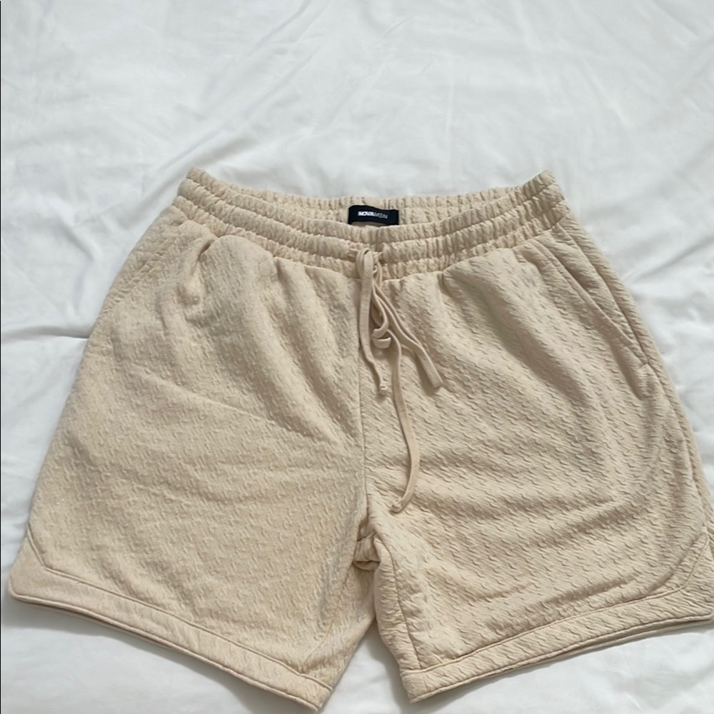 Fashion Nova Cream Athletic Shorts with Elastic Waistband